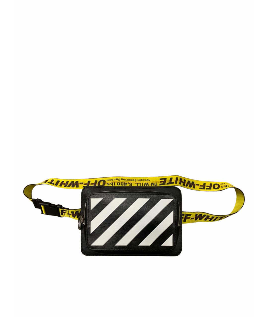 OFF-WHITE Черная кожаная поясная сумка, фото 1