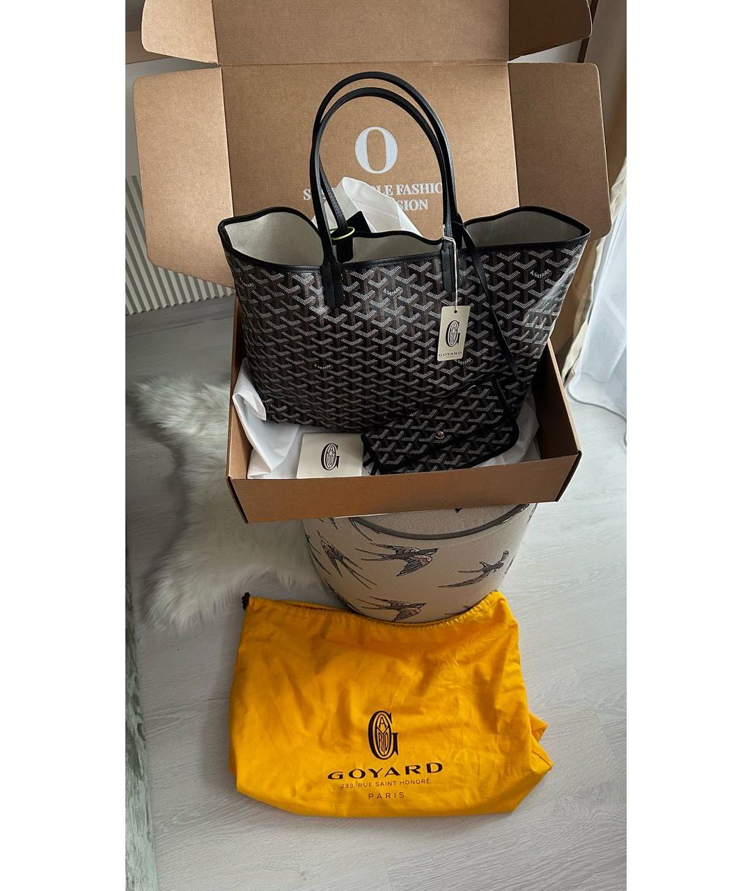 GOYARD Черная кожаная сумка тоут, фото 4