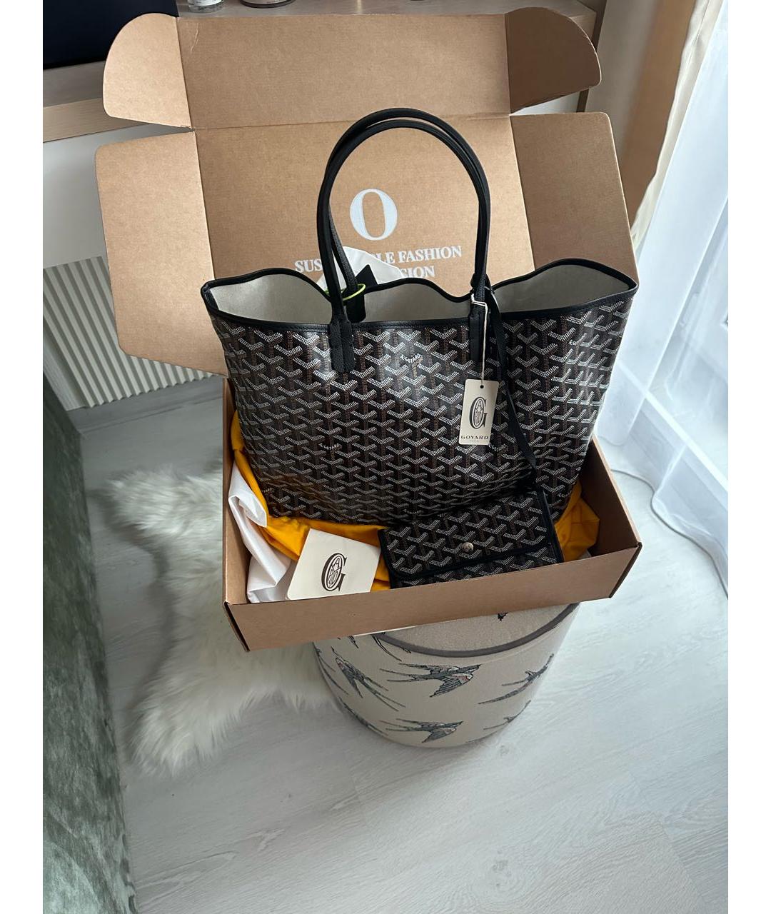 GOYARD Черная кожаная сумка тоут, фото 2