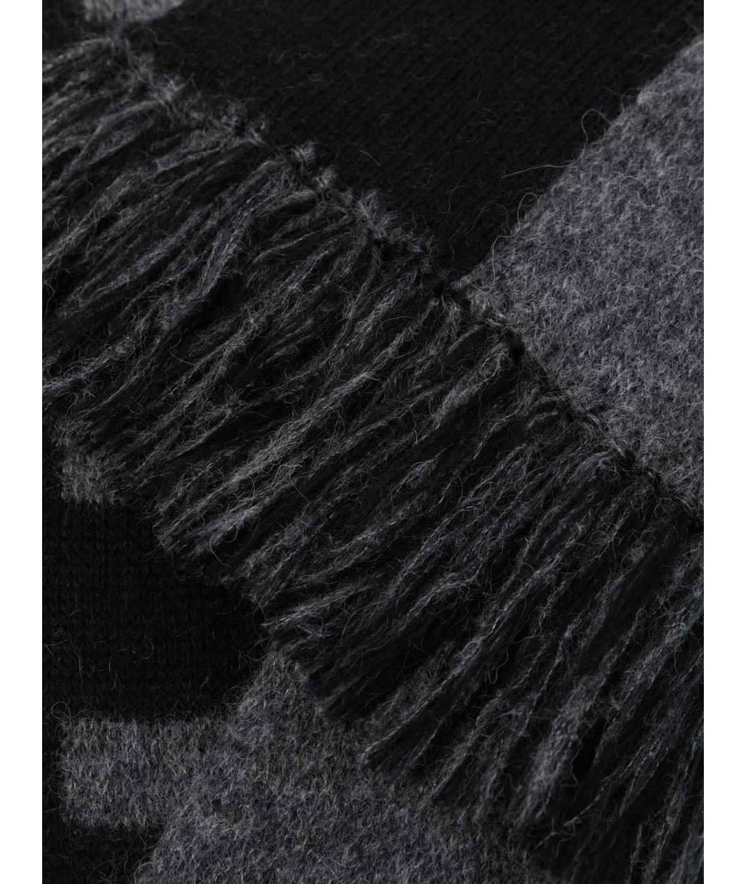 SAINT LAURENT Черный шерстяной шарф, фото 7