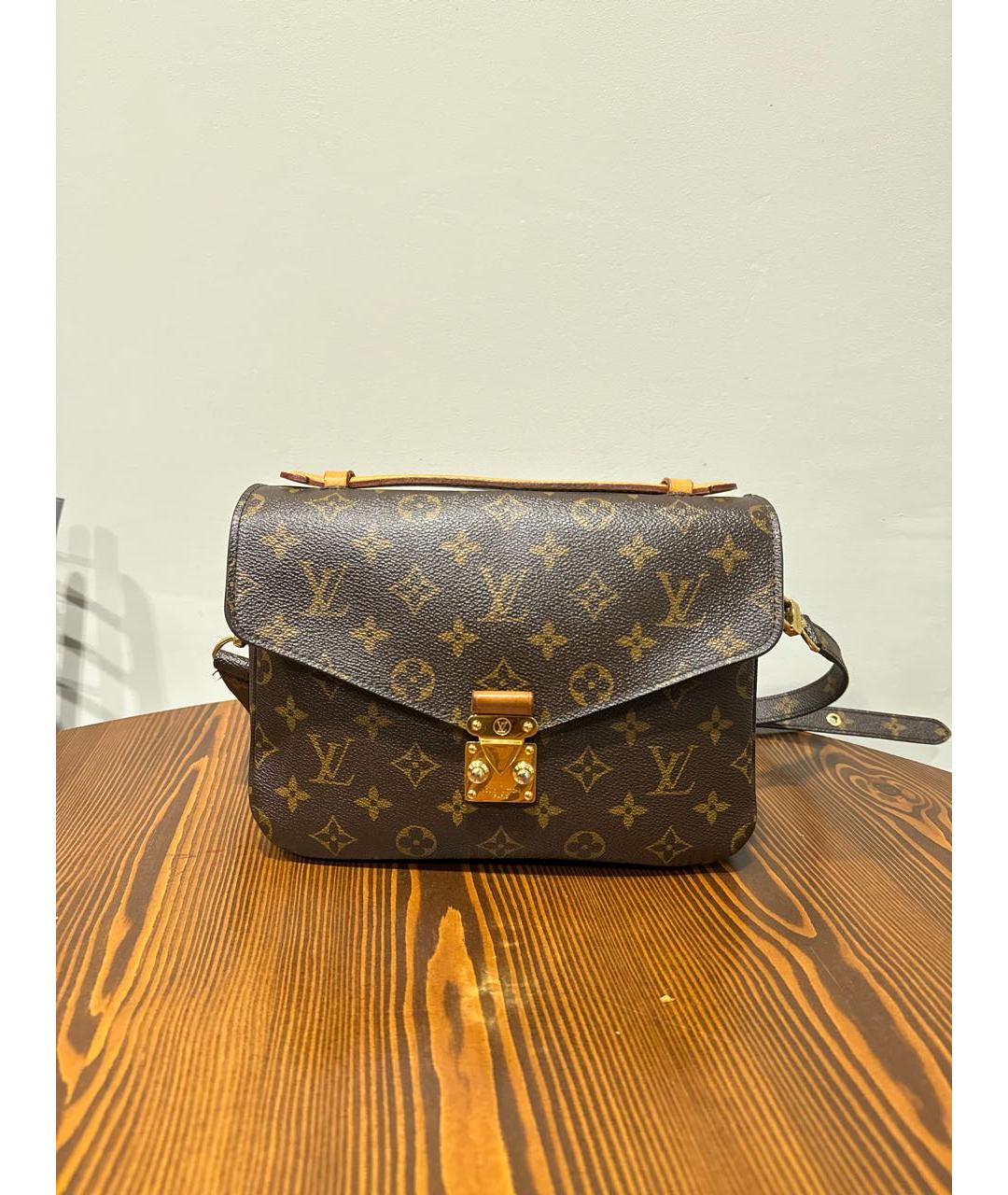 LOUIS VUITTON Коричневая кожаная сумка через плечо, фото 9