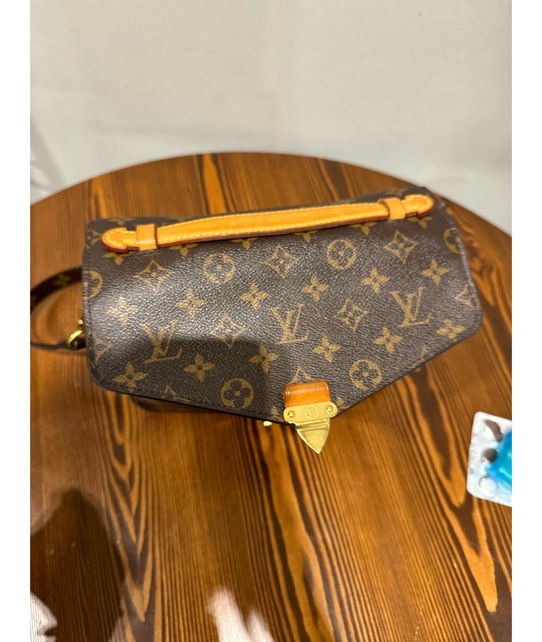 LOUIS VUITTON Коричневая кожаная сумка через плечо, фото 5