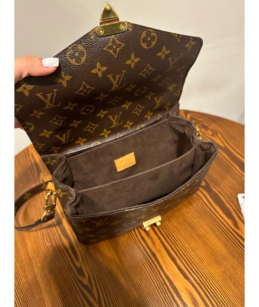 LOUIS VUITTON Коричневая кожаная сумка через плечо, фото 4