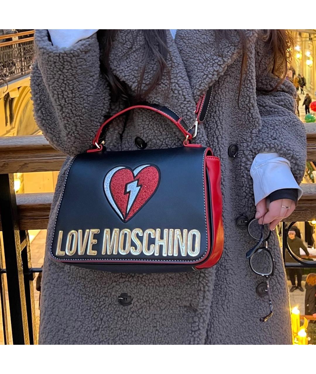 LOVE MOSCHINO Черная сумка через плечо из искусственной кожи, фото 2