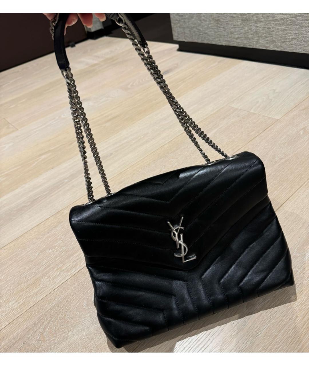 SAINT LAURENT Черная кожаная сумка через плечо, фото 2