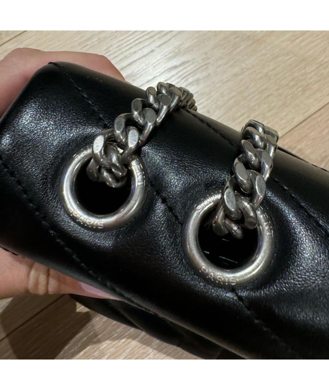 SAINT LAURENT Черная кожаная сумка через плечо, фото 6