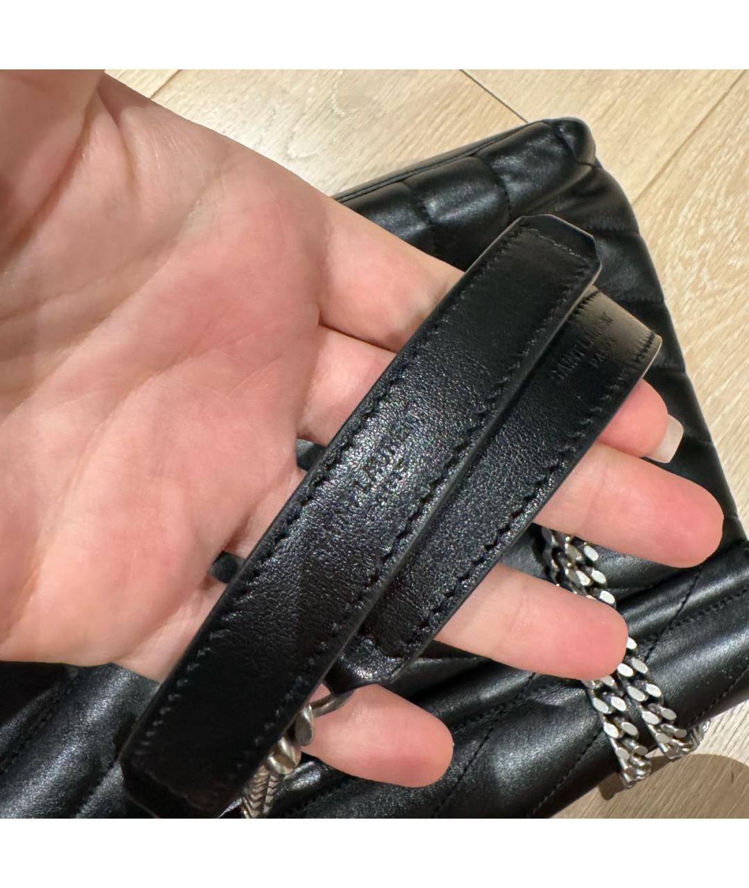 SAINT LAURENT Черная кожаная сумка через плечо, фото 7