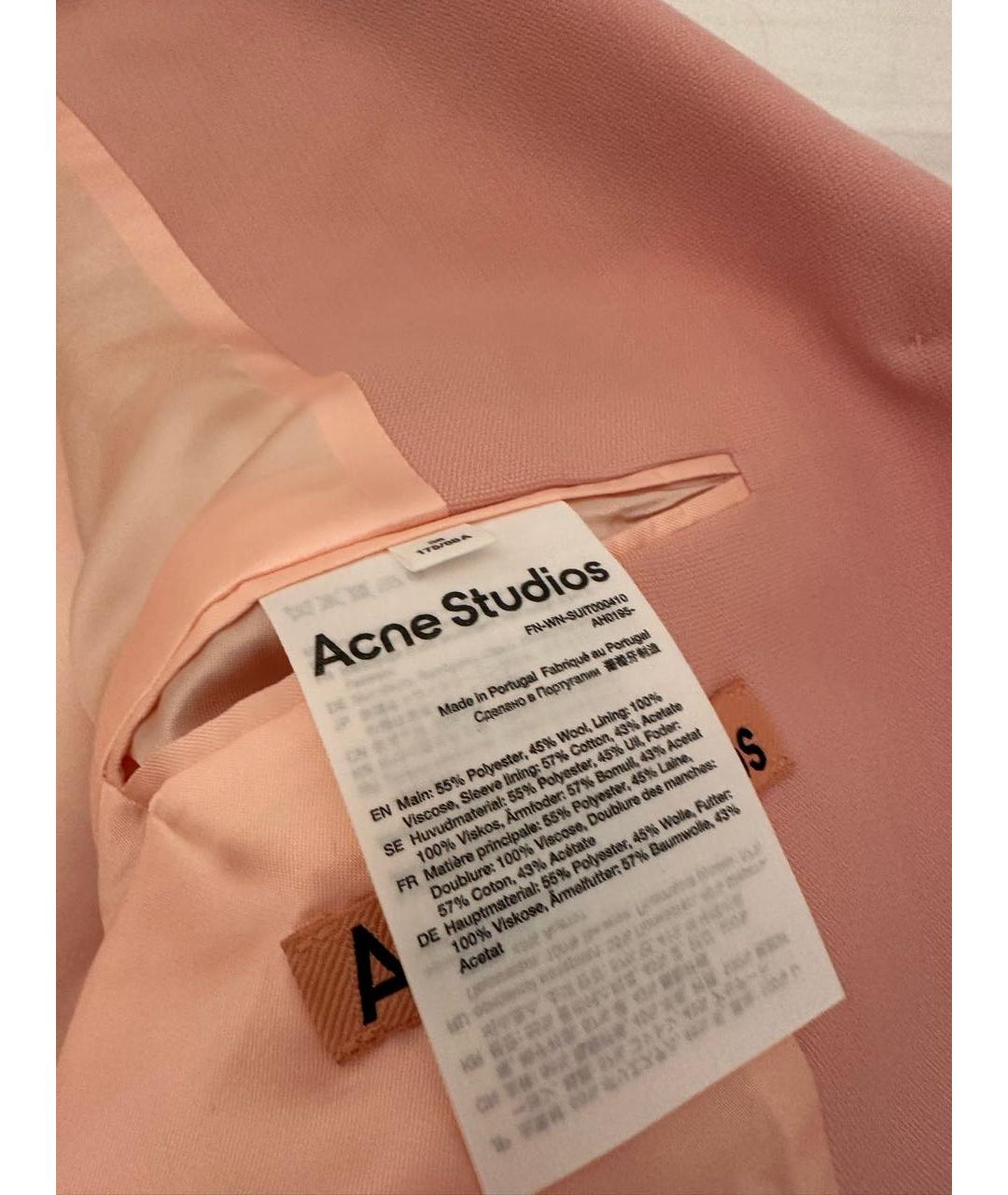 ACNE STUDIOS Розовый шерстяной костюм с брюками, фото 7