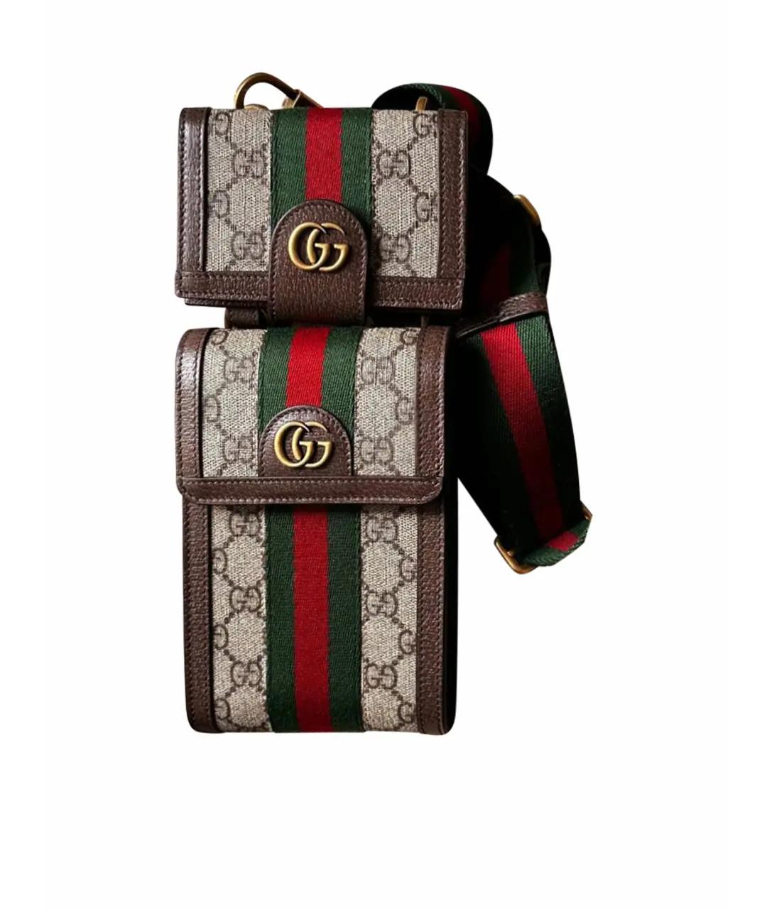 GUCCI Коричневая кожаная сумка через плечо, фото 2