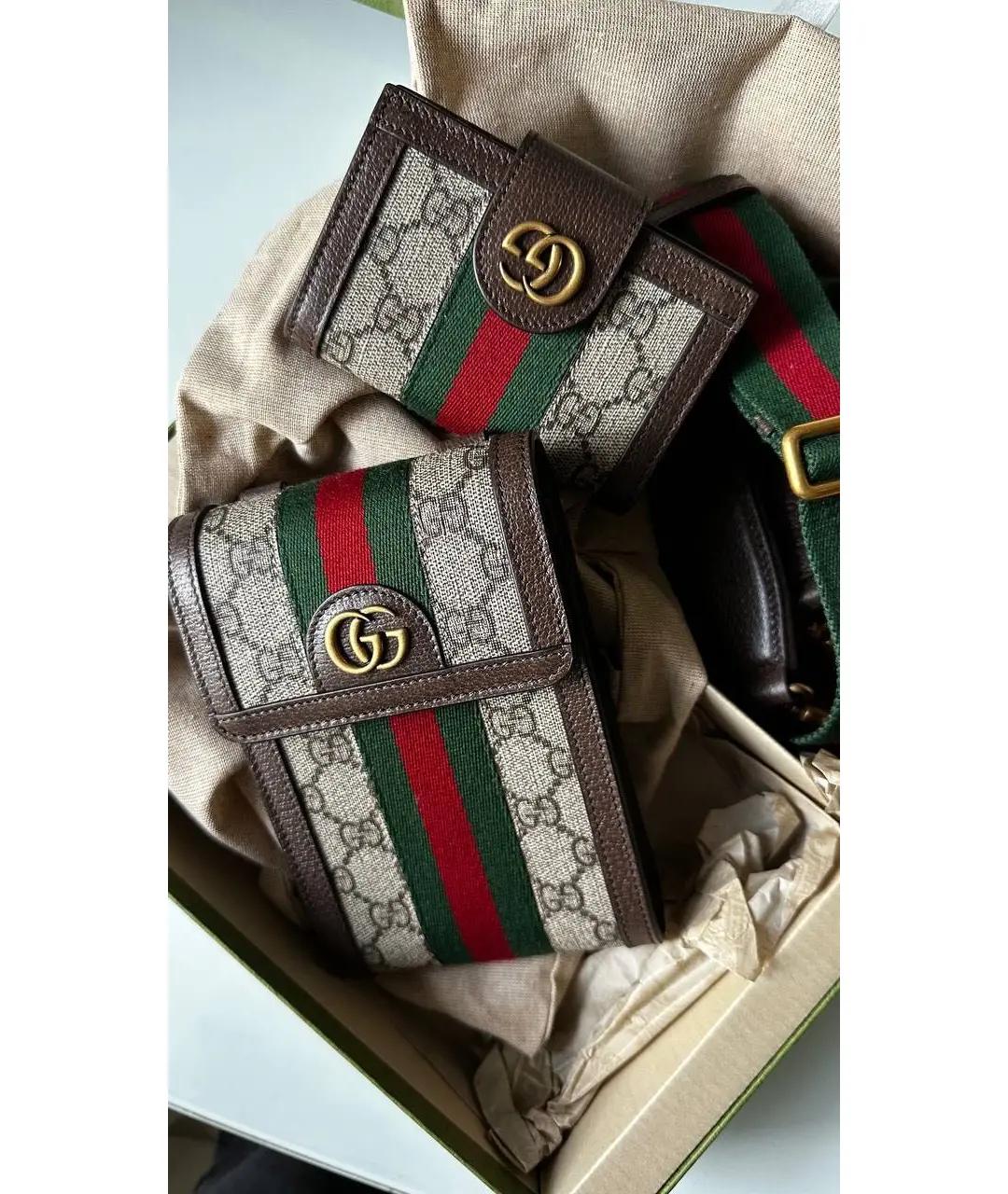 GUCCI Коричневая кожаная сумка через плечо, фото 3