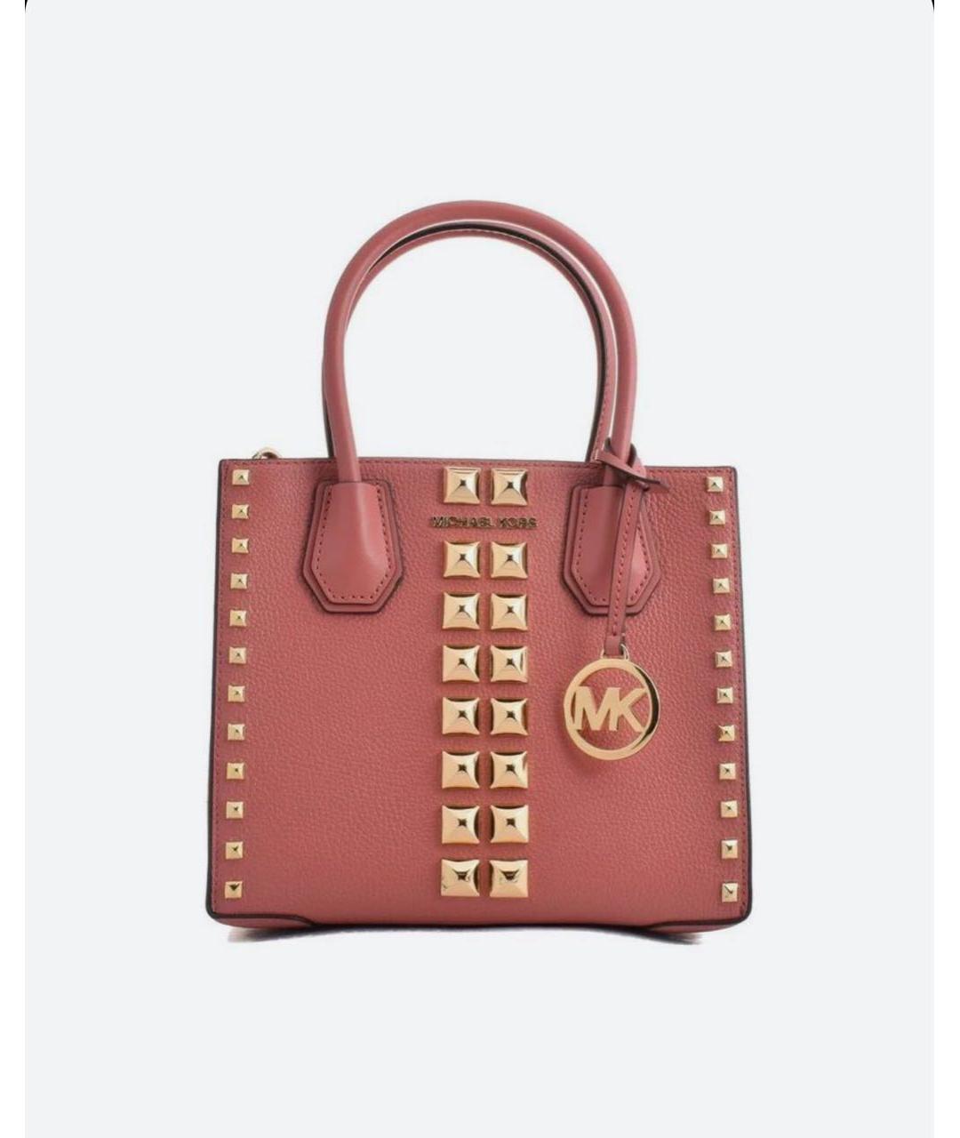 MICHAEL KORS Коралловая кожаная сумка с короткими ручками, фото 5