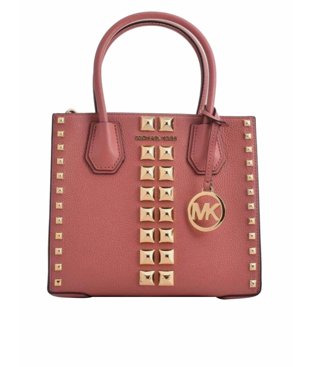 MICHAEL KORS Коралловая кожаная сумка с короткими ручками, фото 1