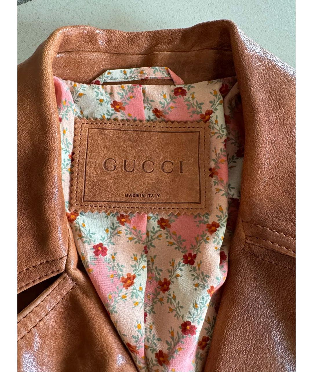GUCCI Горчичная кожаная куртка, фото 3