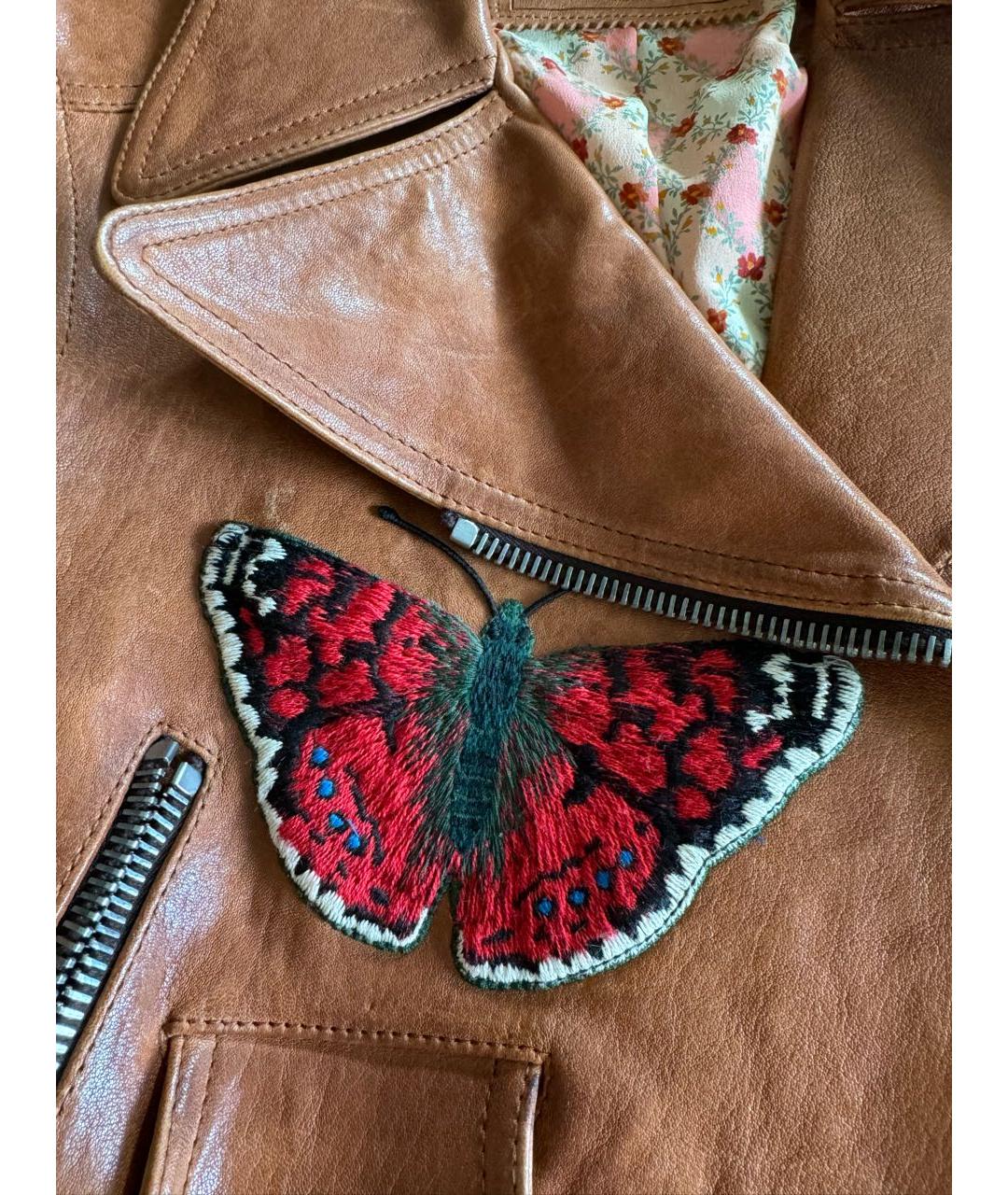 GUCCI Горчичная кожаная куртка, фото 4
