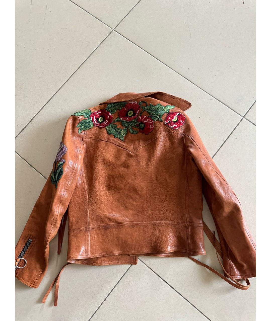 GUCCI Горчичная кожаная куртка, фото 2
