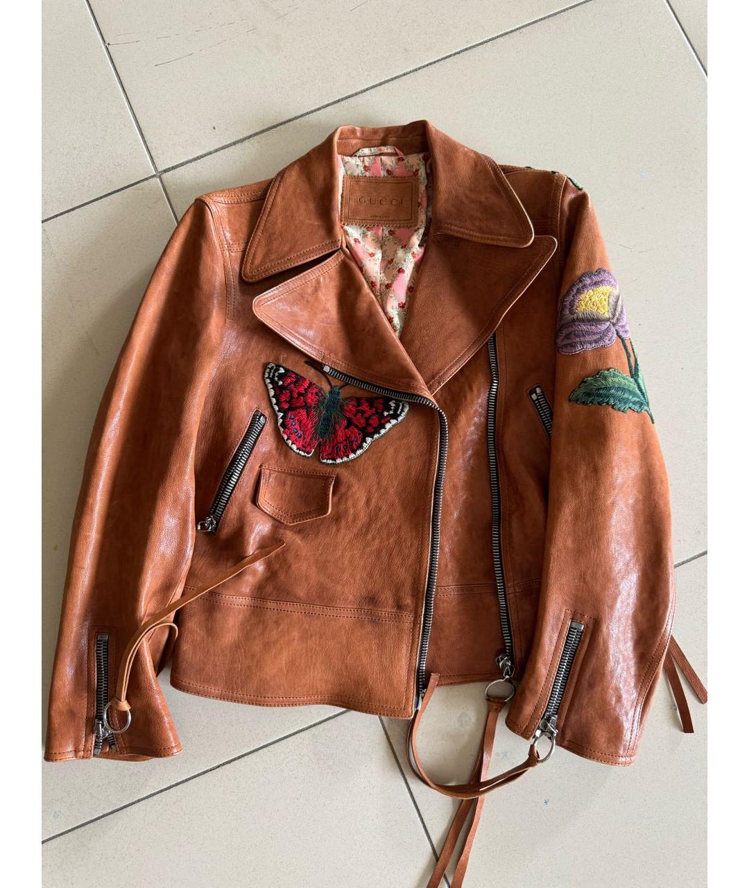 GUCCI Горчичная кожаная куртка, фото 9