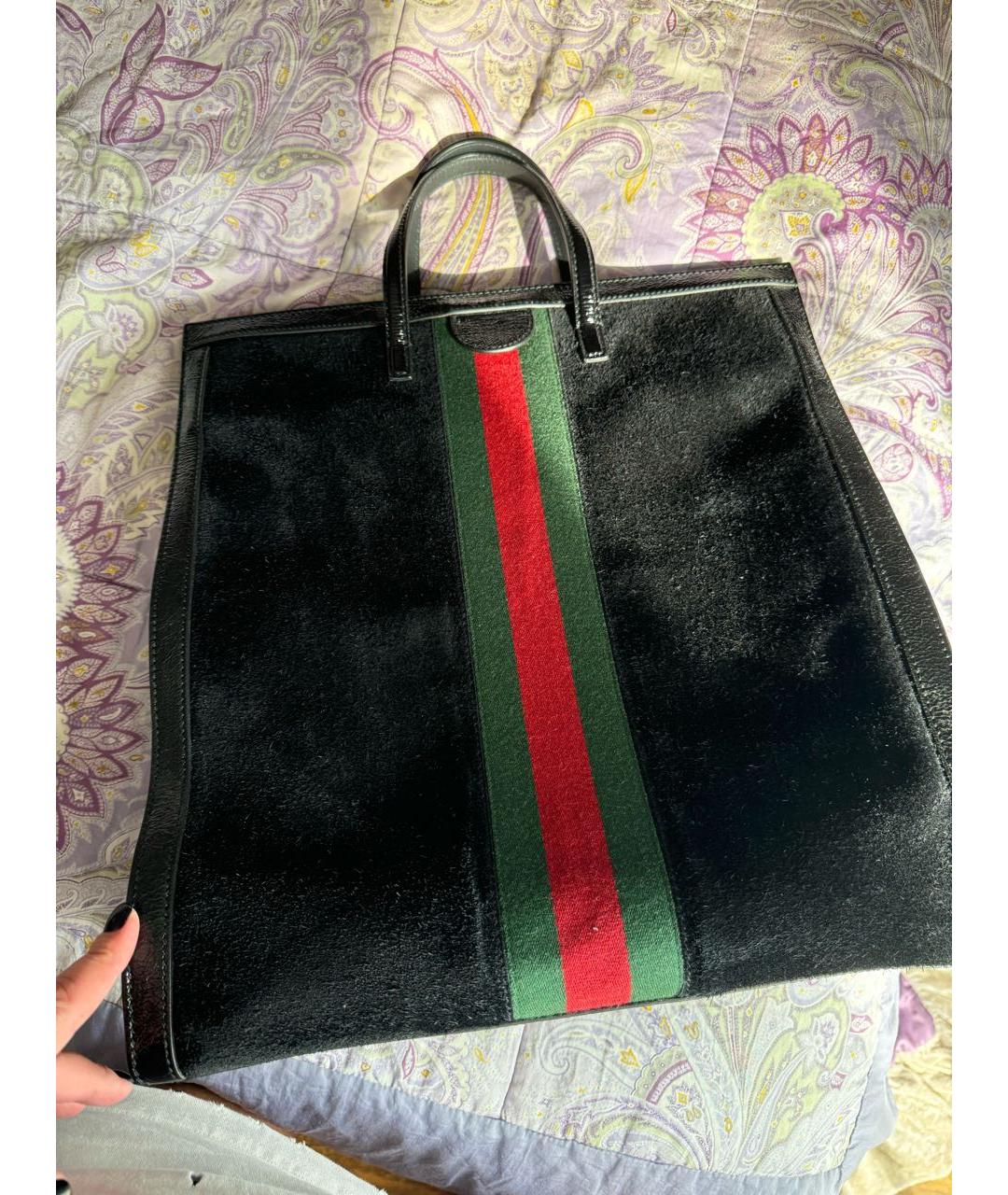 GUCCI Черная замшевая сумка тоут, фото 4