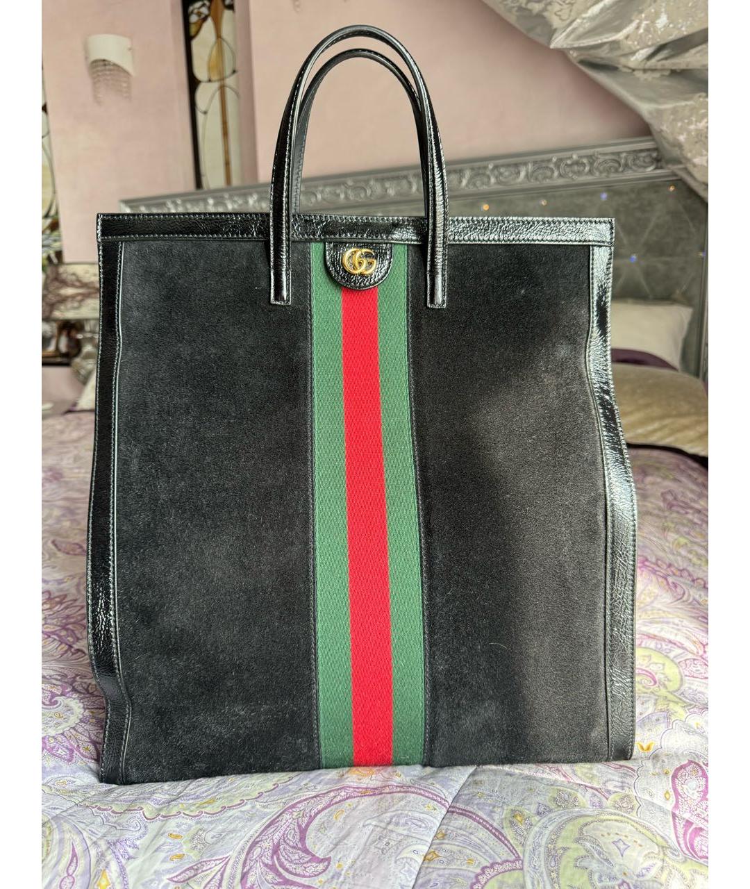 GUCCI Черная замшевая сумка тоут, фото 2