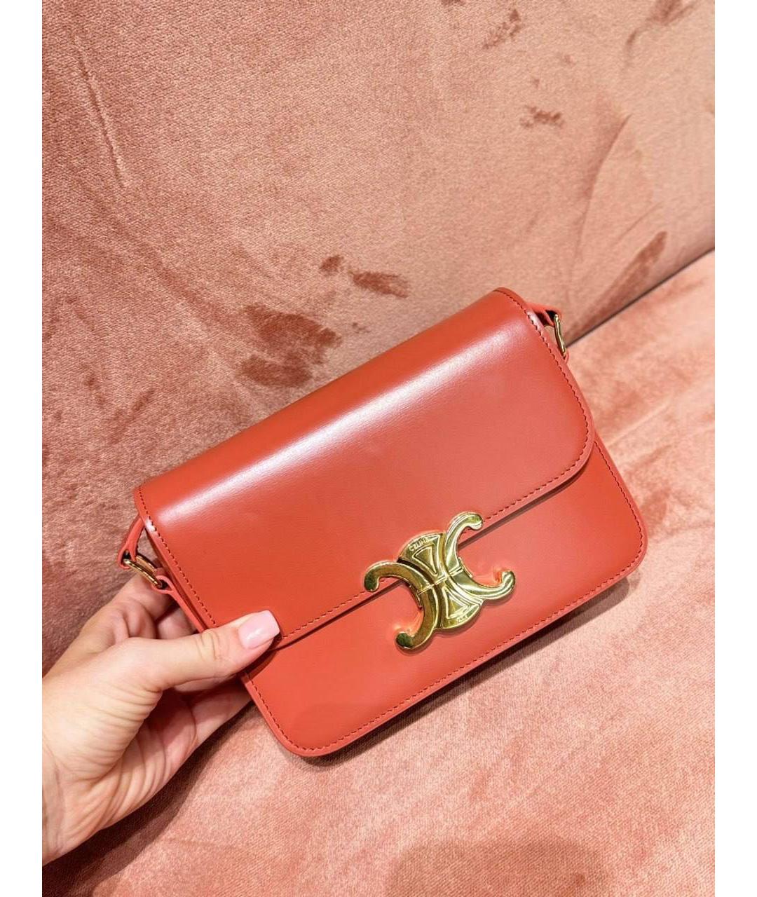 CELINE Оранжевая кожаная сумка через плечо, фото 3