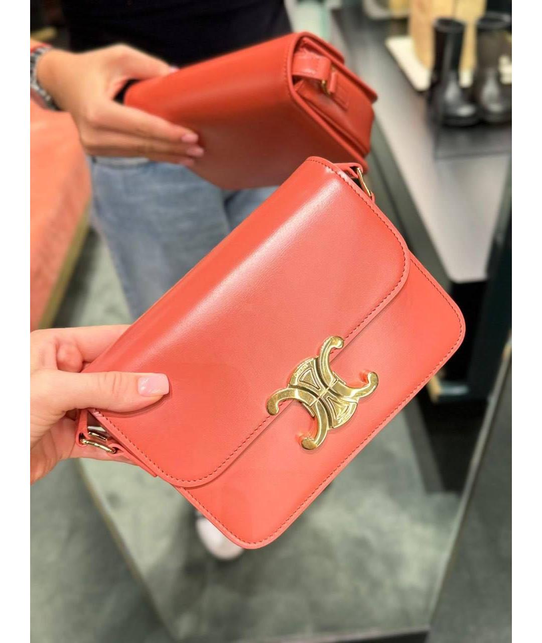 CELINE Оранжевая кожаная сумка через плечо, фото 4