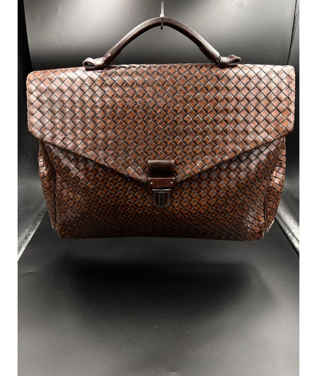 BOTTEGA VENETA Коричневый кожаный портфель, фото 7