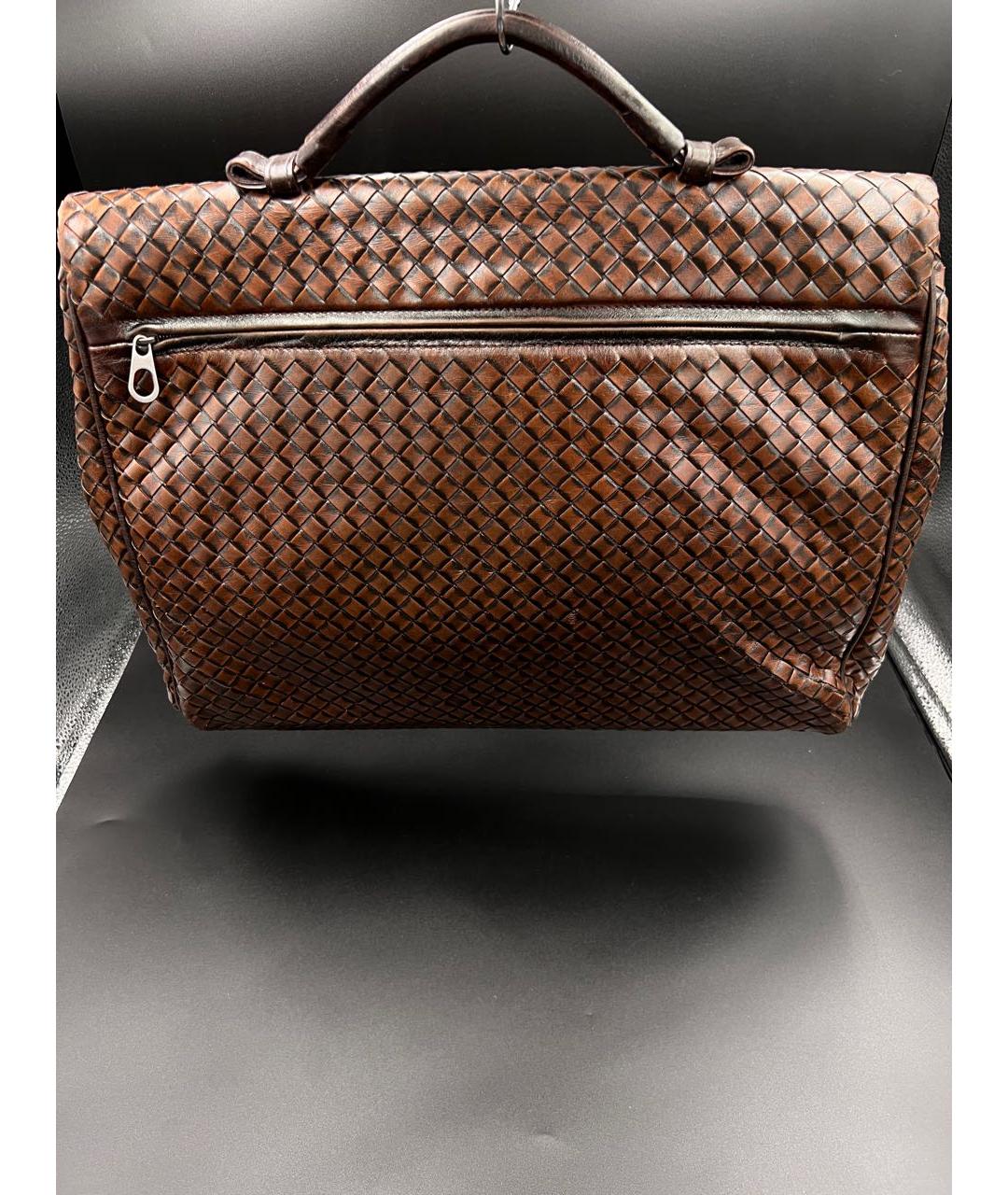 BOTTEGA VENETA Коричневый кожаный портфель, фото 3