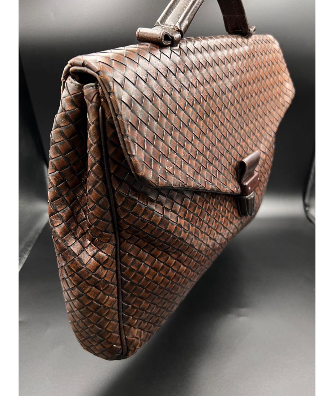 BOTTEGA VENETA Коричневый кожаный портфель, фото 2