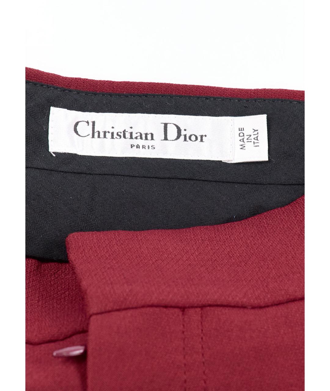 CHRISTIAN DIOR Бордовые шерстяные брюки широкие, фото 3