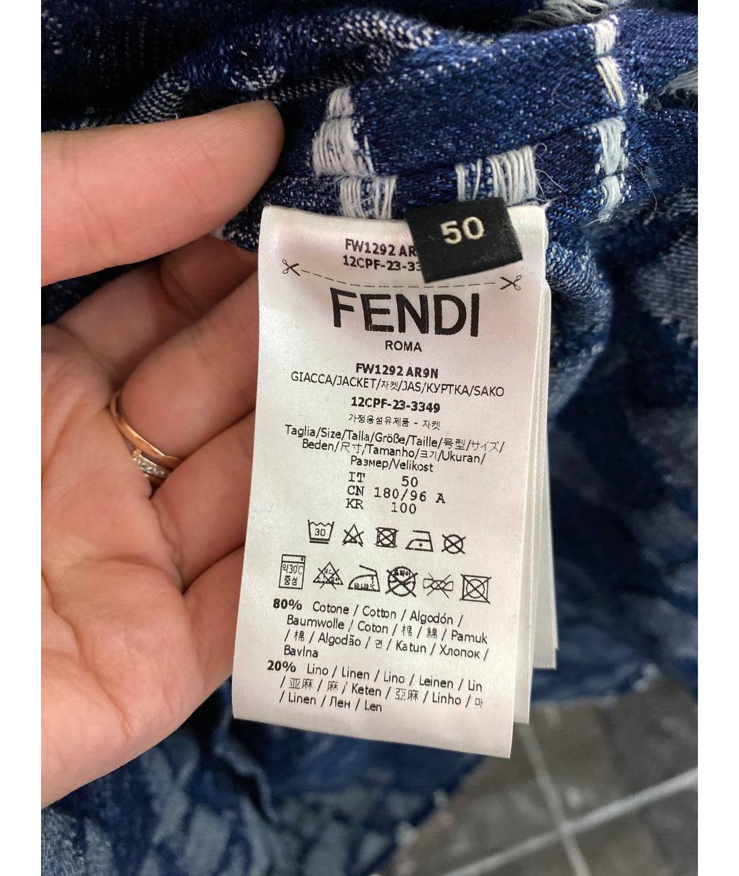 FENDI Синяя хлопковая куртка, фото 6