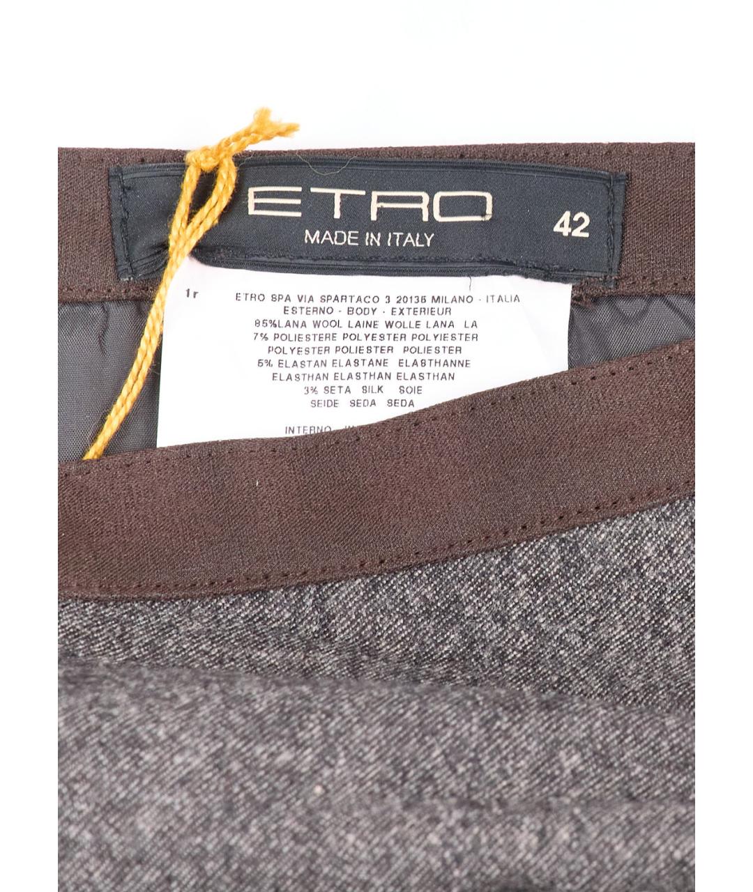 ETRO Коричневая шерстяная юбка миди, фото 3