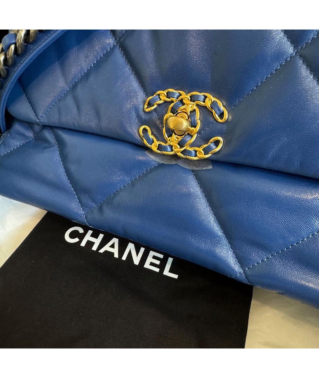 CHANEL Темно-синяя кожаная сумка через плечо, фото 4