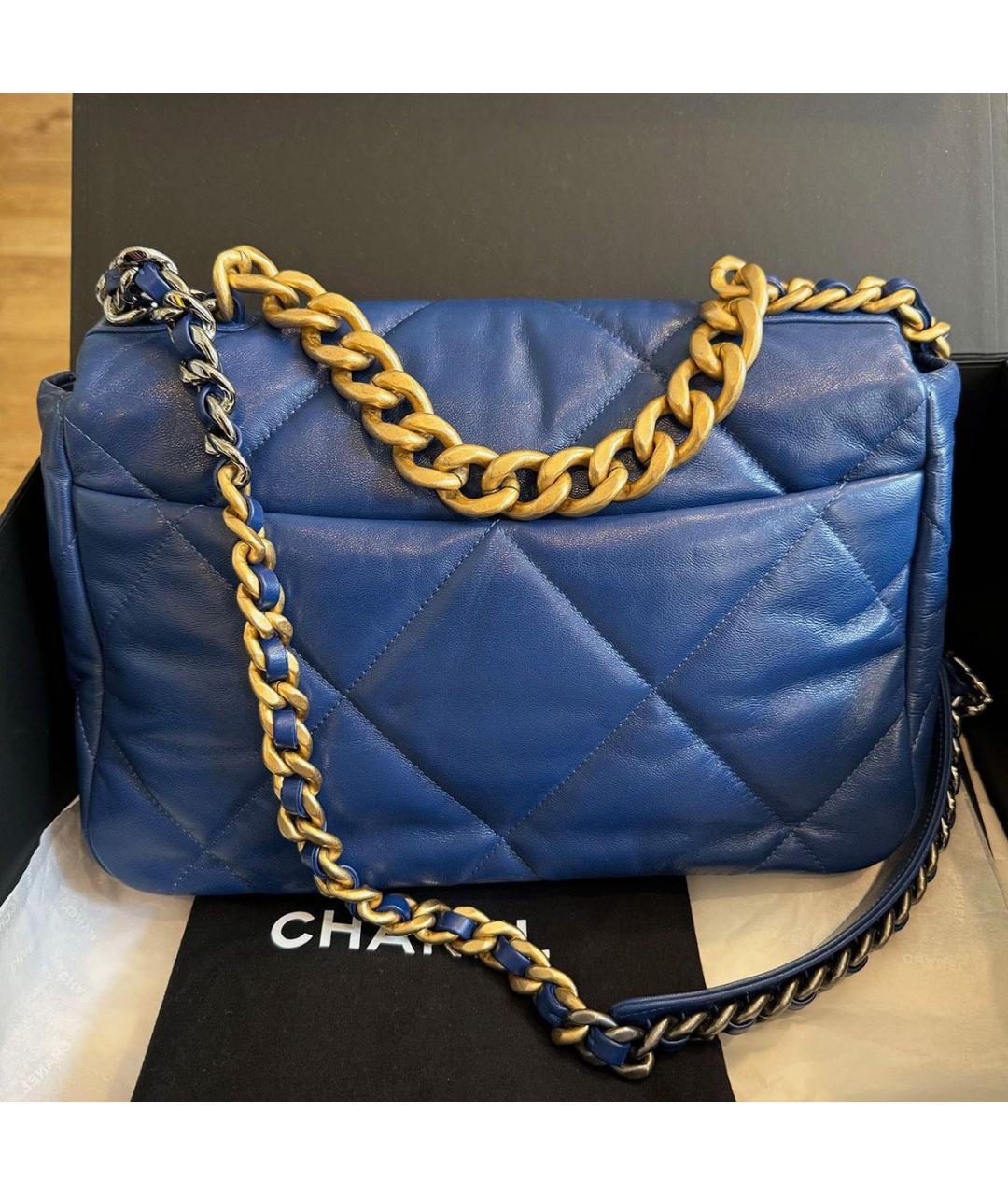 CHANEL Темно-синяя кожаная сумка через плечо, фото 3