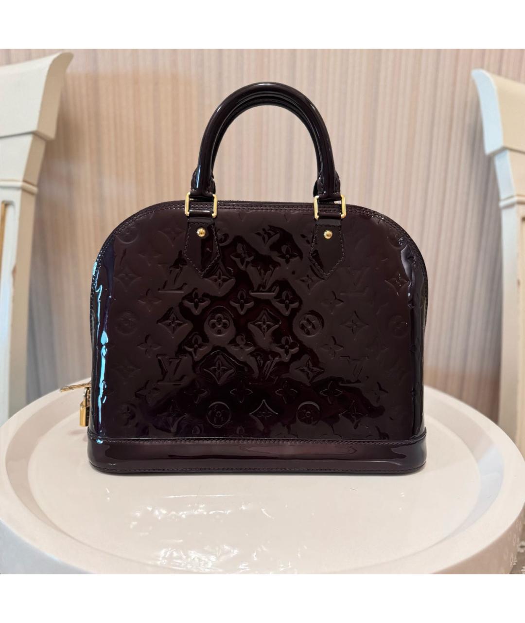 LOUIS VUITTON Бордовая сумка с короткими ручками из лакированной кожи, фото 8