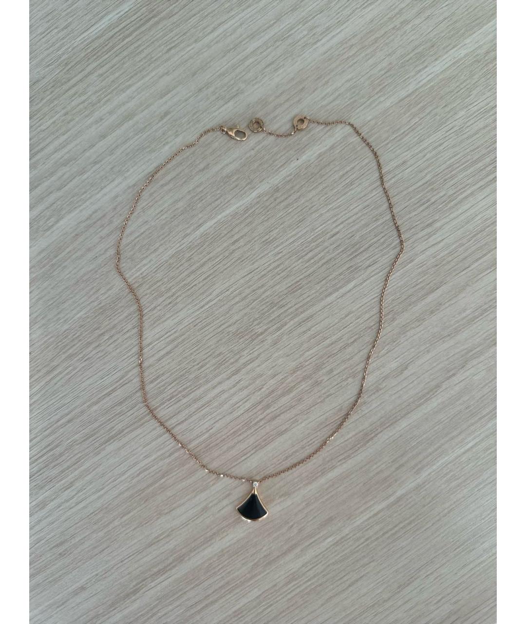 BVLGARI Черная подвеска из розового золота, фото 2