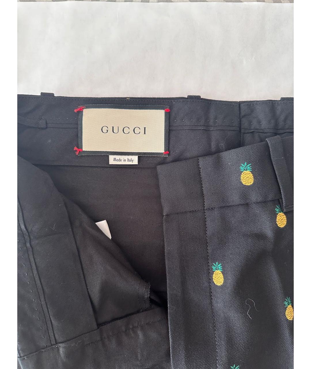 GUCCI Черные шерстяные прямые брюки, фото 4