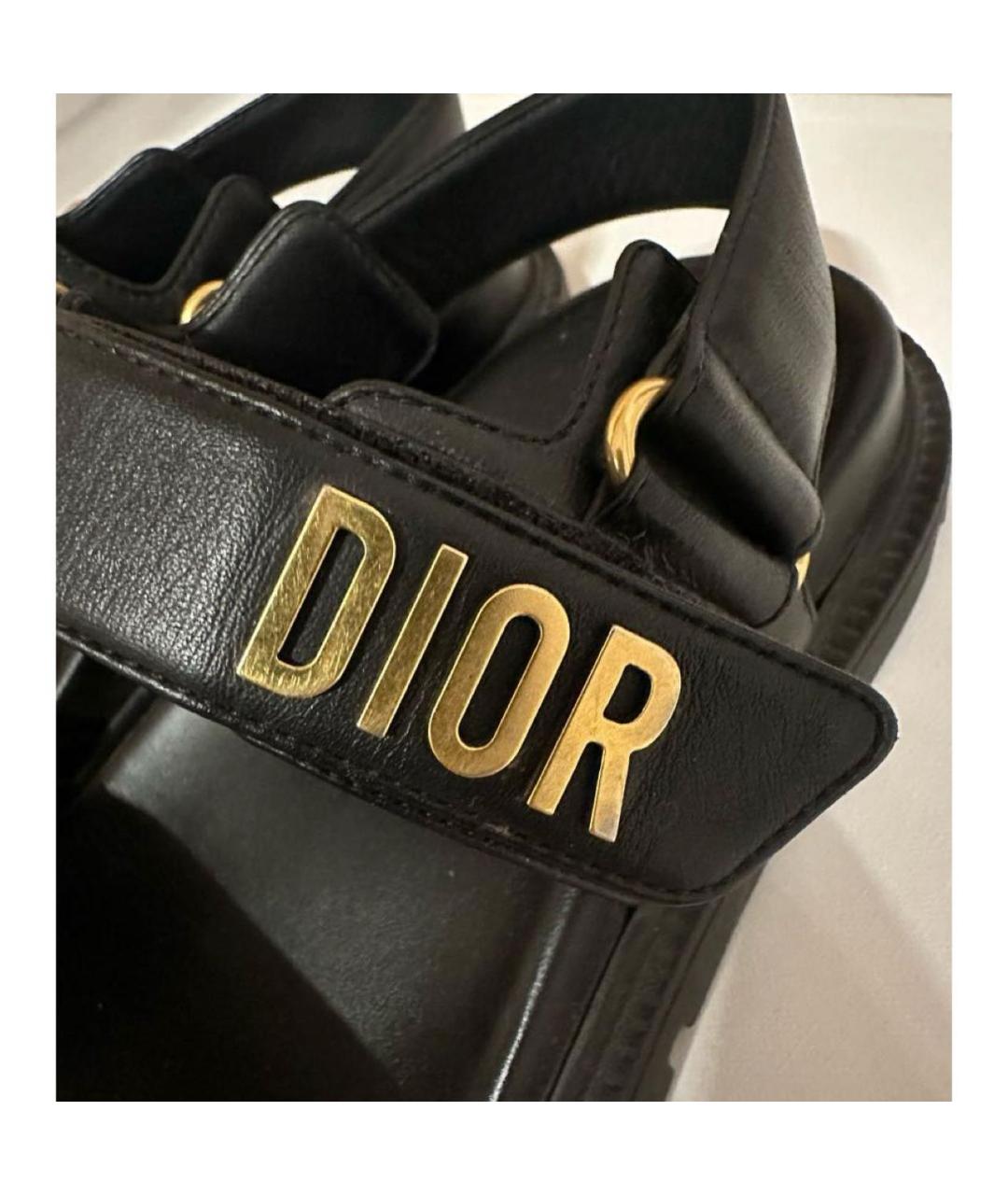 CHRISTIAN DIOR Черные кожаные сандалии, фото 3
