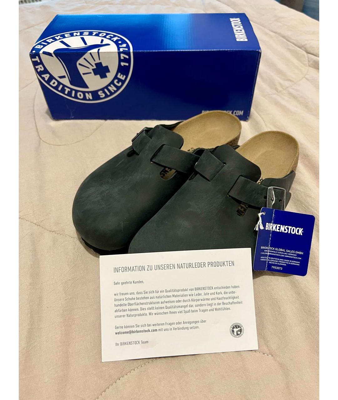 BIRKENSTOCK Антрацитовые нубуковые мюли, фото 5