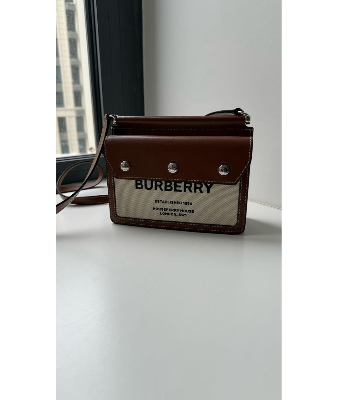 BURBERRY Коричневая кожаная сумка через плечо, фото 2