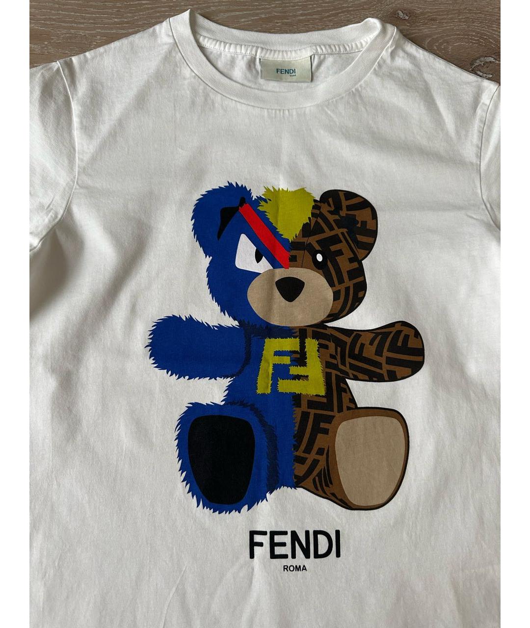 FENDI Белая хлопковая детская футболка, фото 2