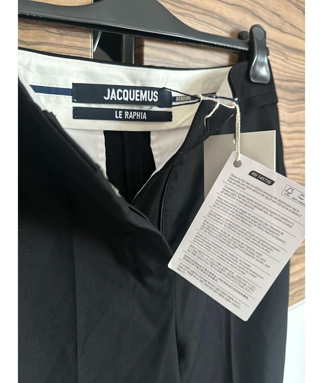 JACQUEMUS Черные шерстяные прямые брюки, фото 3