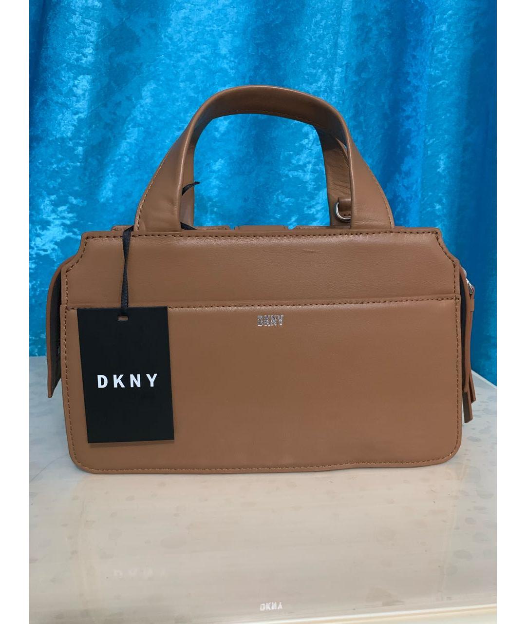 DKNY Коричневая кожаная сумка через плечо, фото 2