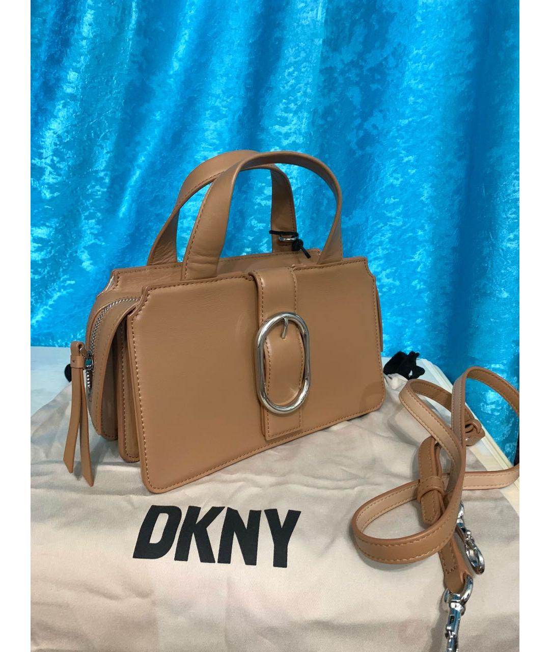 DKNY Коричневая кожаная сумка через плечо, фото 3