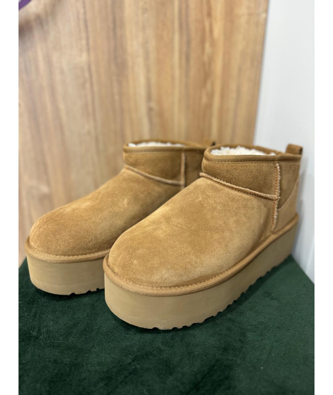 UGG AUSTRALIA Бежевые замшевые сапоги, фото 3