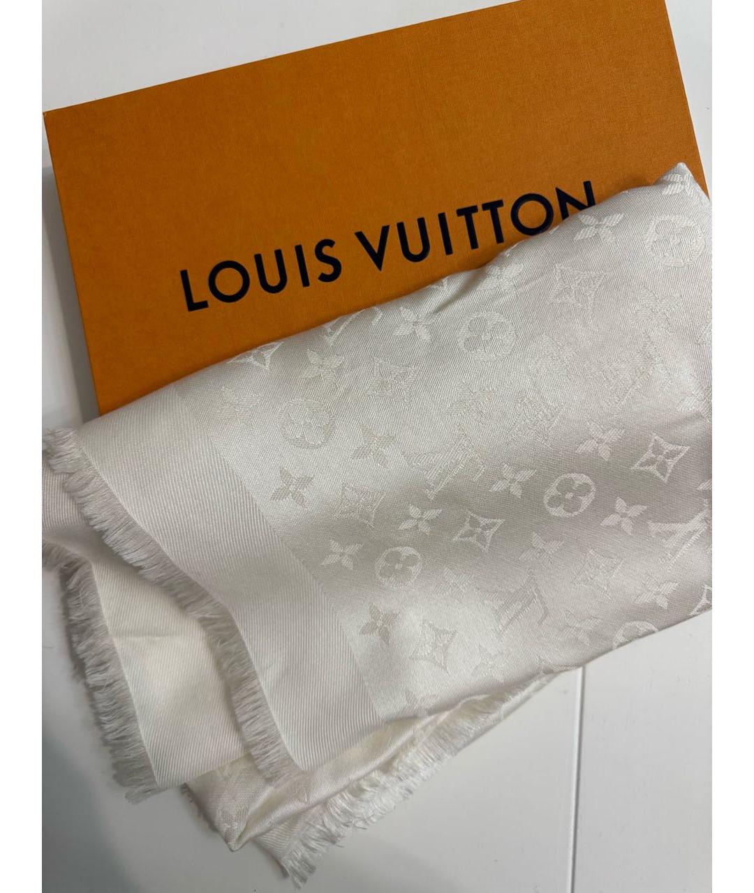 LOUIS VUITTON Бежевый шелковый платок, фото 2