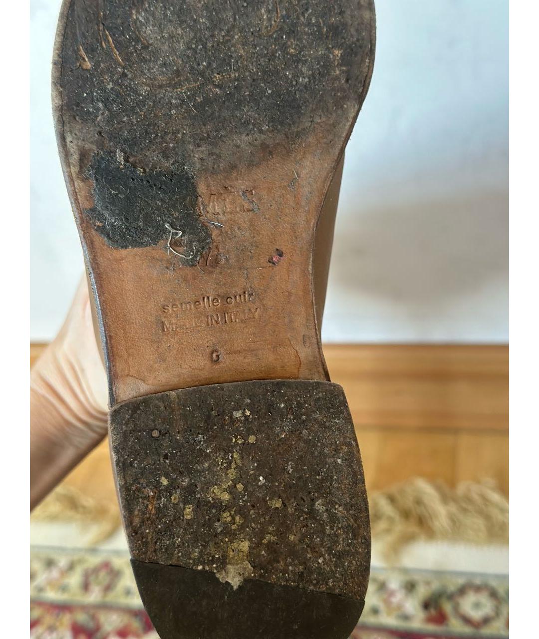 HERMES Коричневые кожаные сапоги, фото 6