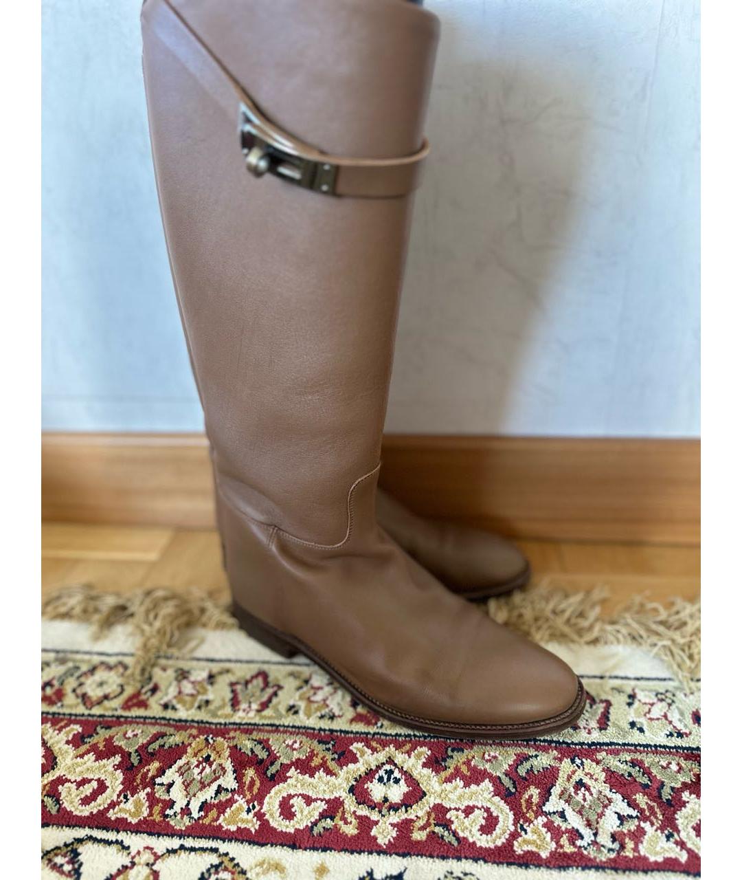 HERMES Коричневые кожаные сапоги, фото 7