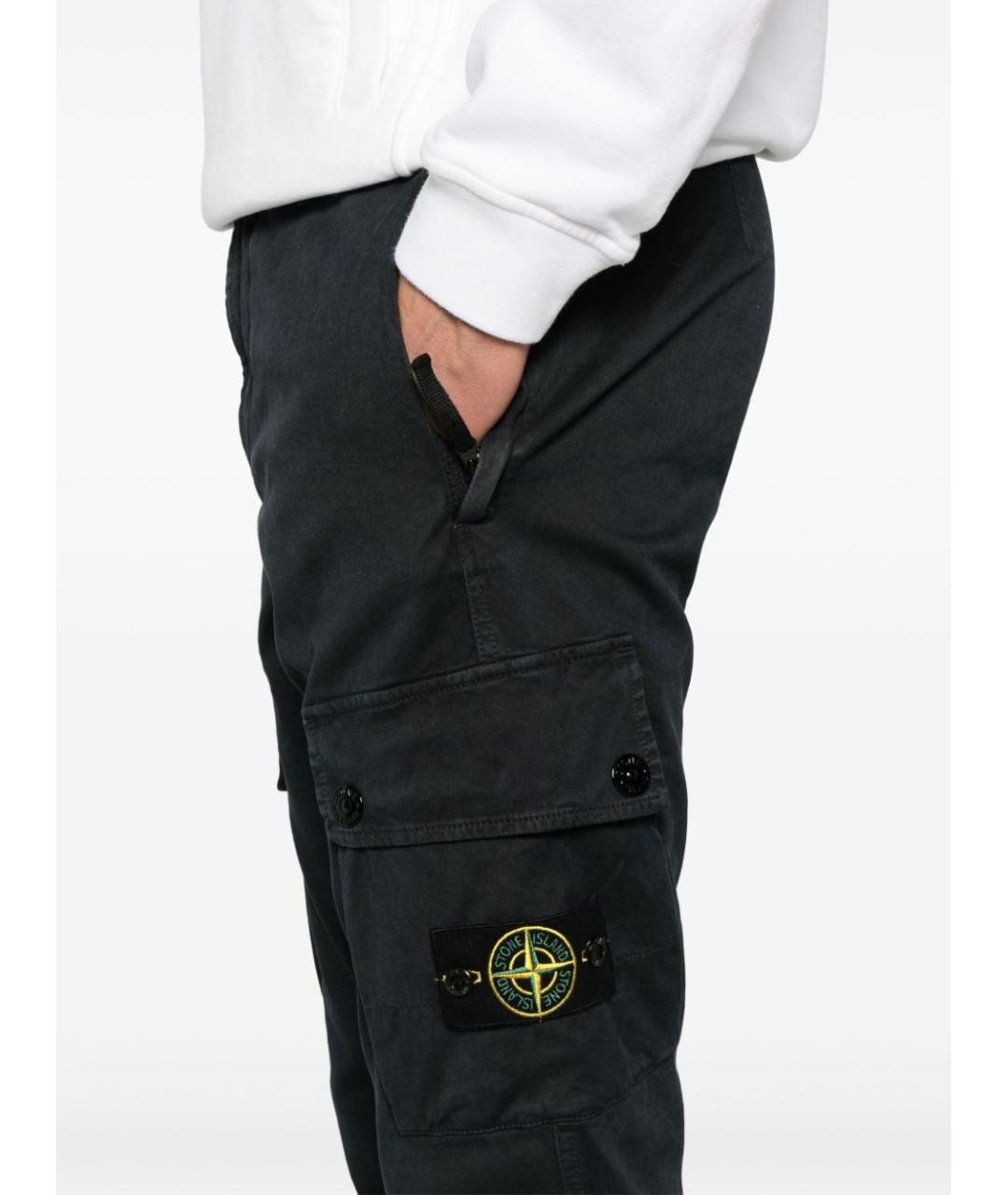 STONE ISLAND Темно-синие хлопковые повседневные брюки, фото 5