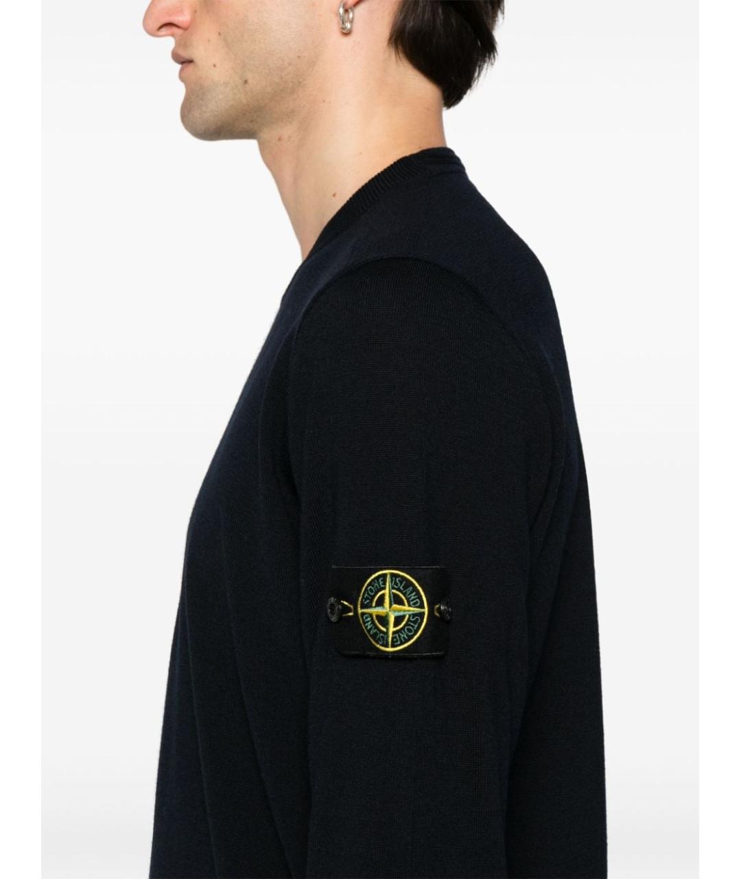 STONE ISLAND Темно-синий шерстяной джемпер / свитер, фото 4