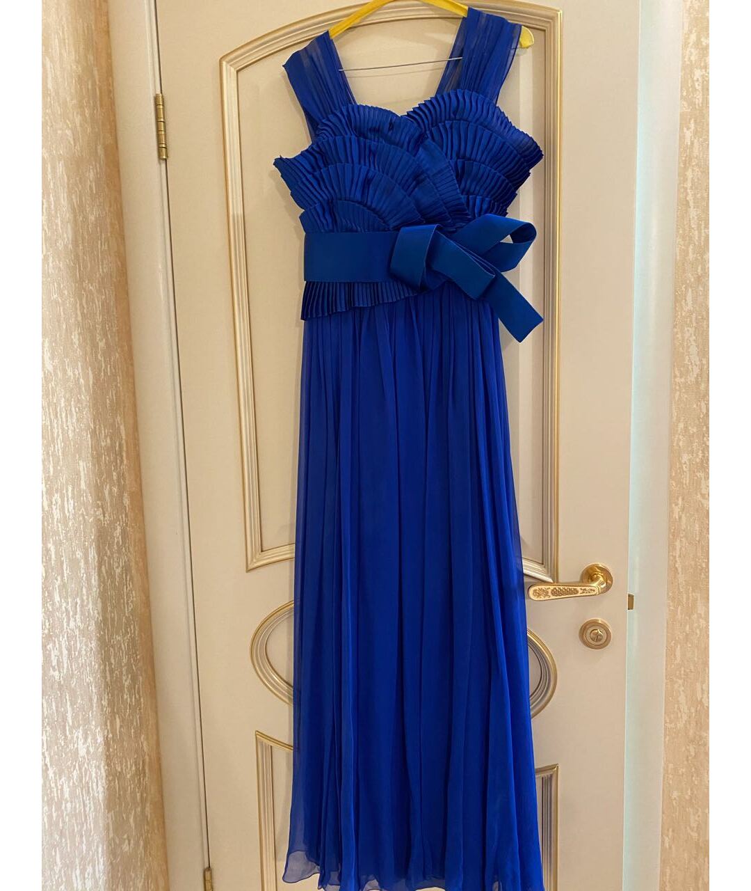 MARCHESA Синее шифоновое вечернее платье, фото 4