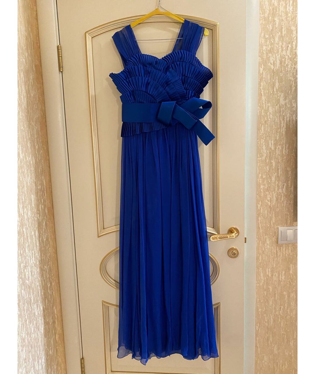 MARCHESA Синее шифоновое вечернее платье, фото 5